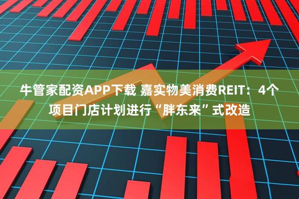 牛管家配资APP下载 嘉实物美消费REIT：4个项目门店计划进行“胖东来”式改造